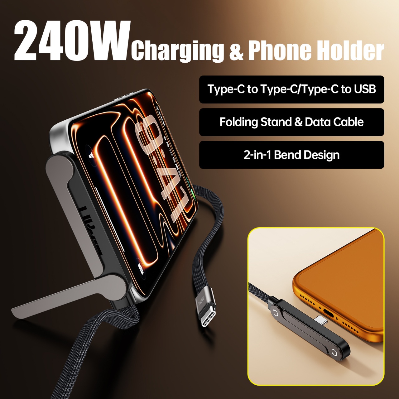 240W PD Fast Charging Type C t - đánh giá và giá Usb C Cable